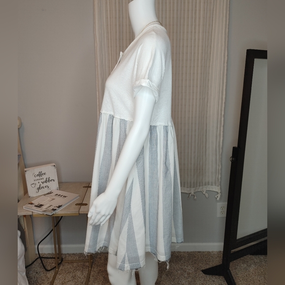 UO MARGO MIXED HENLEY T-SHIRT DRESS IN WHITE, XS - Picture 10 of 14